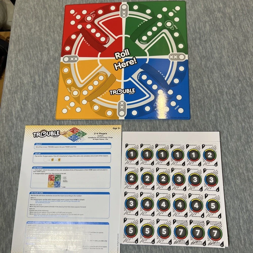 Colorforms 2 in 1 Sorry! And Trouble Game Toy Ages 3+ Travel Gift 2-4 Player New